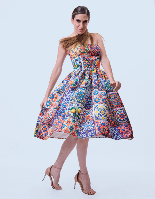 Vestido Strapless Mosaico